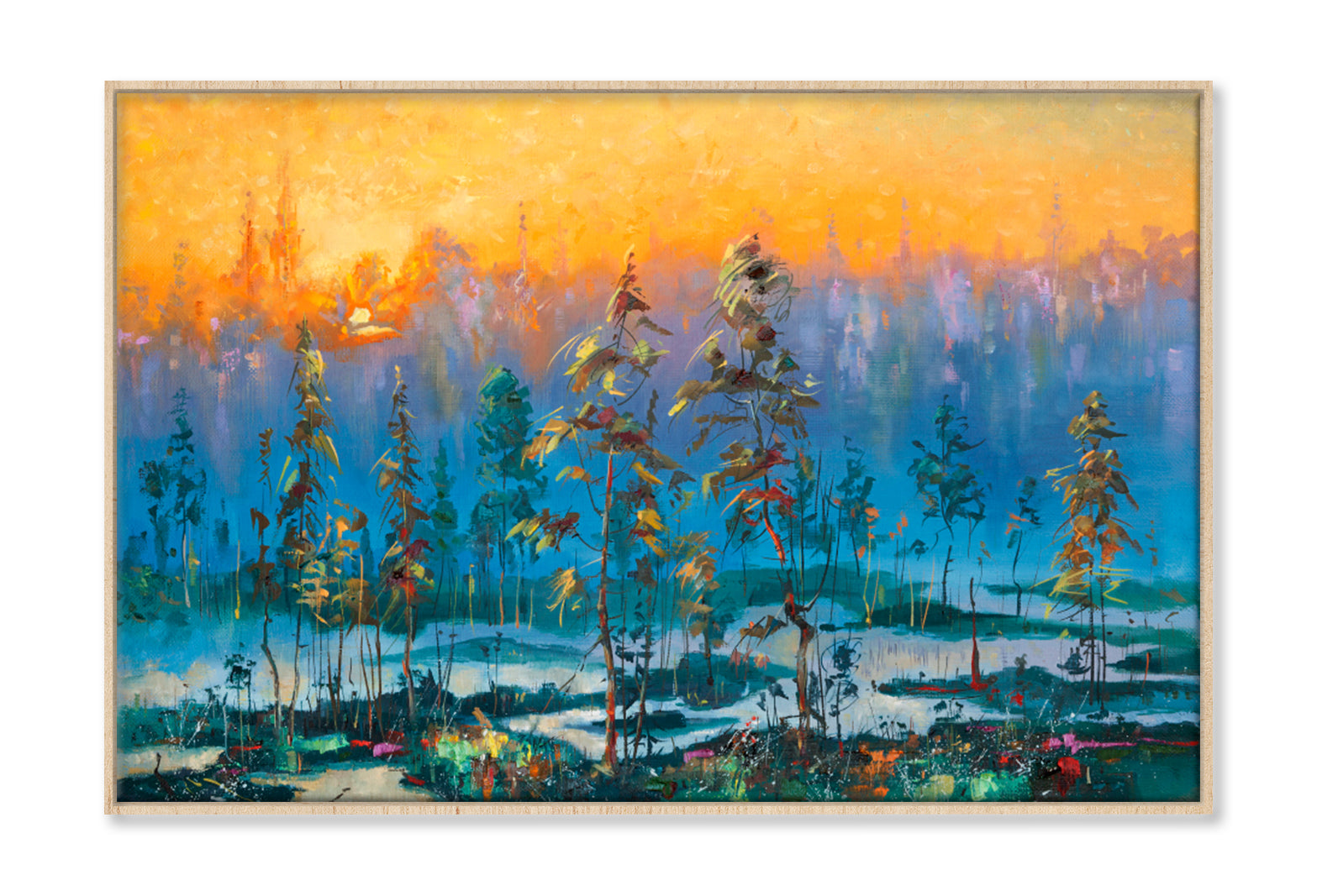 Dawn In The Tundra Oil Painting Wall Art Limited Edition High Quality Print Canvas Box Framed Natural