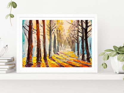 Colorful Trees In Forest Glass Framed Wall Art, Ready to Hang Quality Print With White Border White