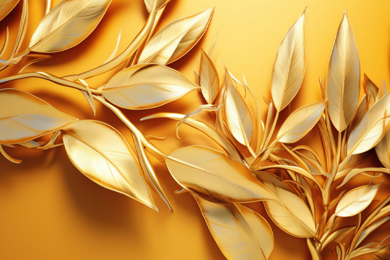 Vibrant Display of Golden Leaves Set Home Decor Premium Quality Poster Print Choose Your Sizes