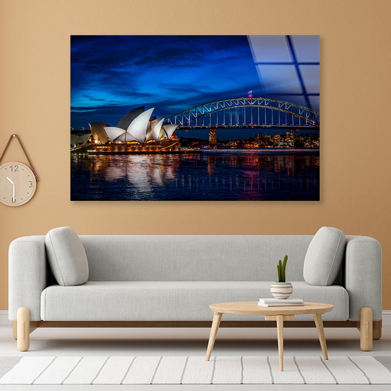 Sydney Opera House at Night Acrylic Glass Print Tempered Glass Wall Art 100% Made in Australia Ready to Hang