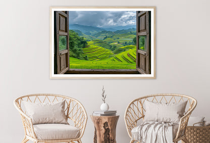 A Green Valley Seen Through a Window Home Decor Premium Quality Poster Print Choose Your Sizes