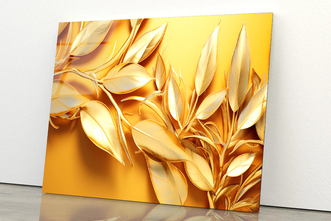 Vibrant Display of Golden Leaves Set Acrylic Glass Print Tempered Glass Wall Art 100% Made in Australia Ready to Hang