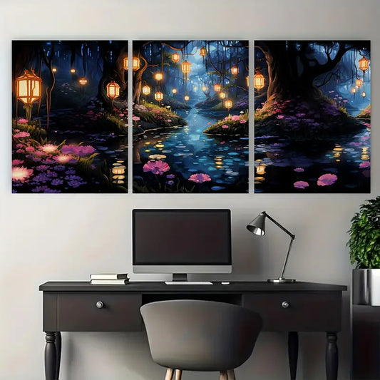 3pcs Enchanted Swamp Forest Fantasy Metal Print Ready to Hang Art