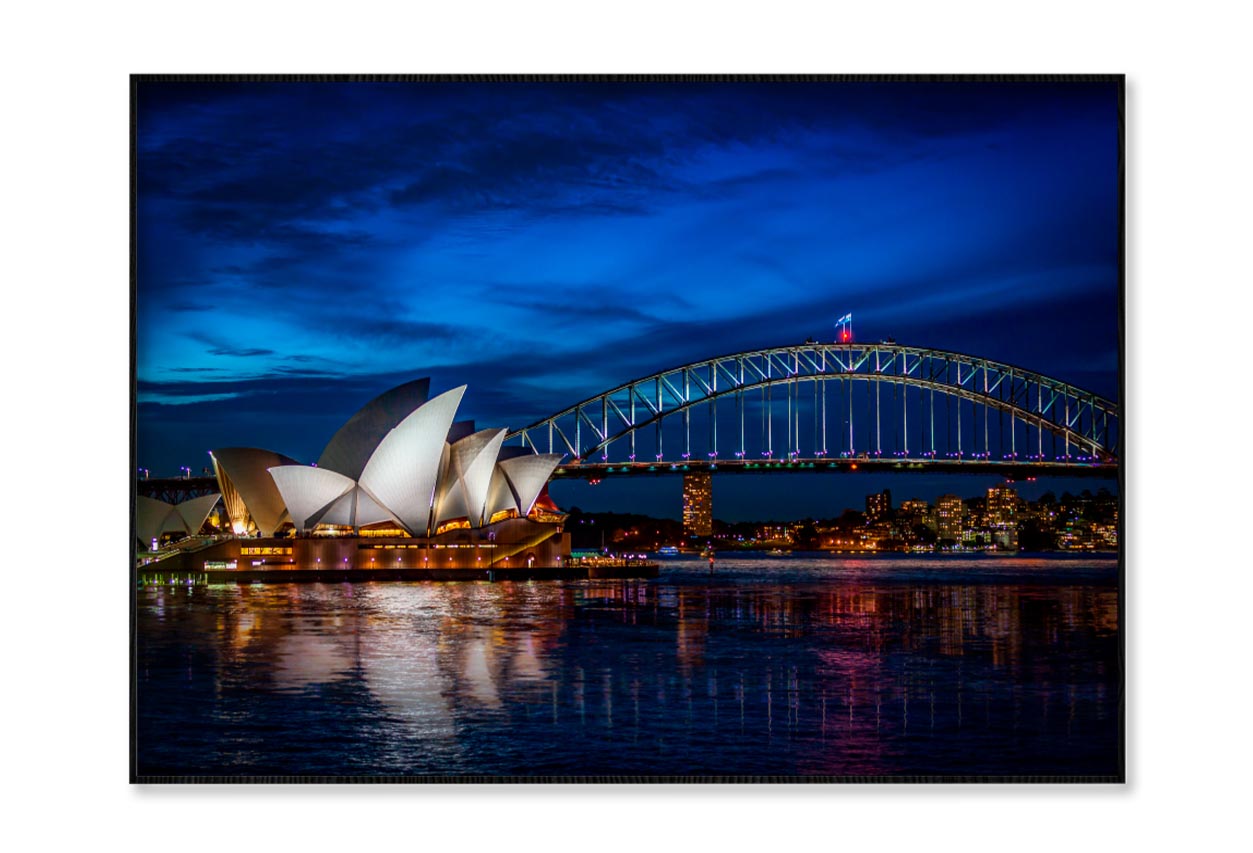 Sydney Opera House at Night Home Decor Premium Quality Poster Print Choose Your Sizes