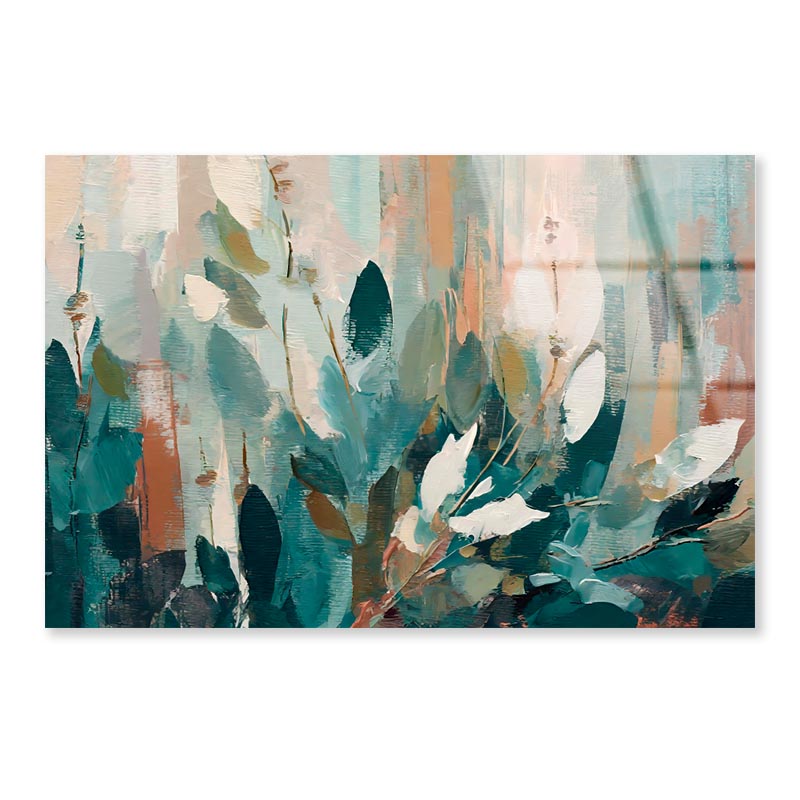 Abstract Leaves Oil Painting  Acrylic Glass Print Tempered Glass Wall Art 100% Made in Australia Ready to Hang