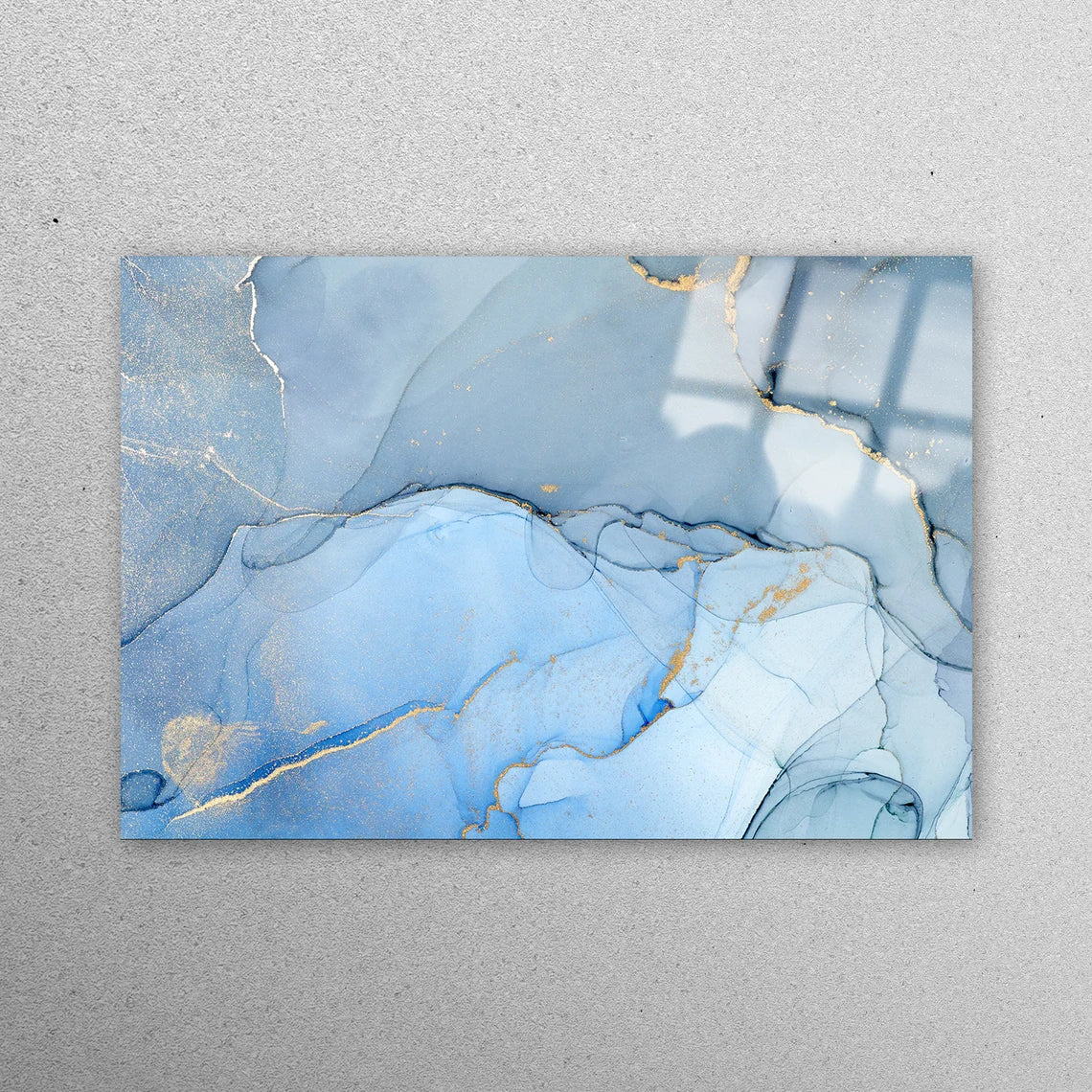 Gold Blue Alcohol Ink Acrylic Glass Print Tempered Glass Wall Art 100% Made in Australia Ready to Hang