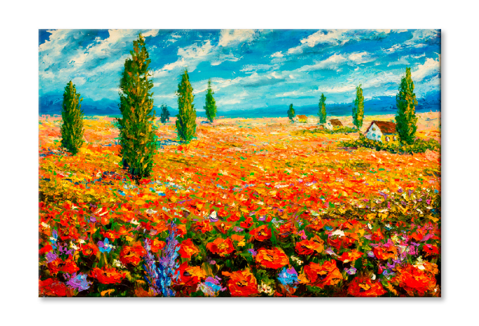 Flower Meadow Oil Painting Limited Edition High Quality Print Stretched Canvas None