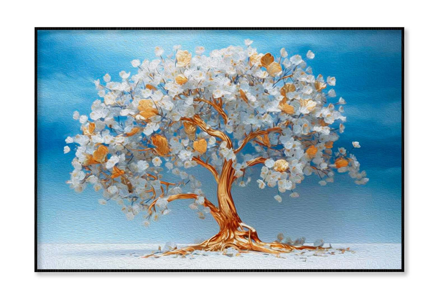 White Flower Tree Abstract Oil Painting Wall Art Limited Edition High Quality Print