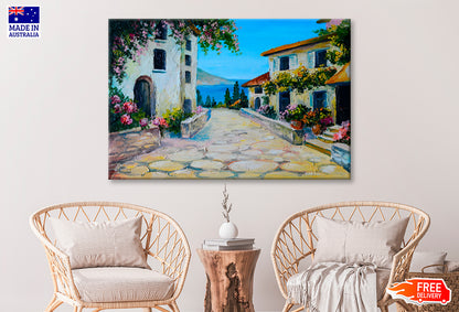 Beautiful Houses Near The Sea Oil Painting Wall Art Limited Edition High Quality Print