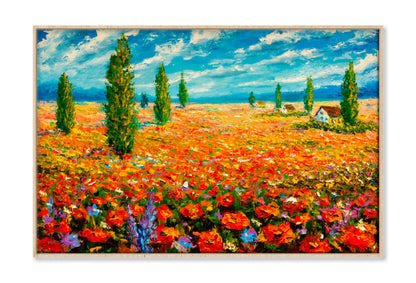 Flower Meadow Oil Painting Limited Edition High Quality Print Canvas Box Framed Natural