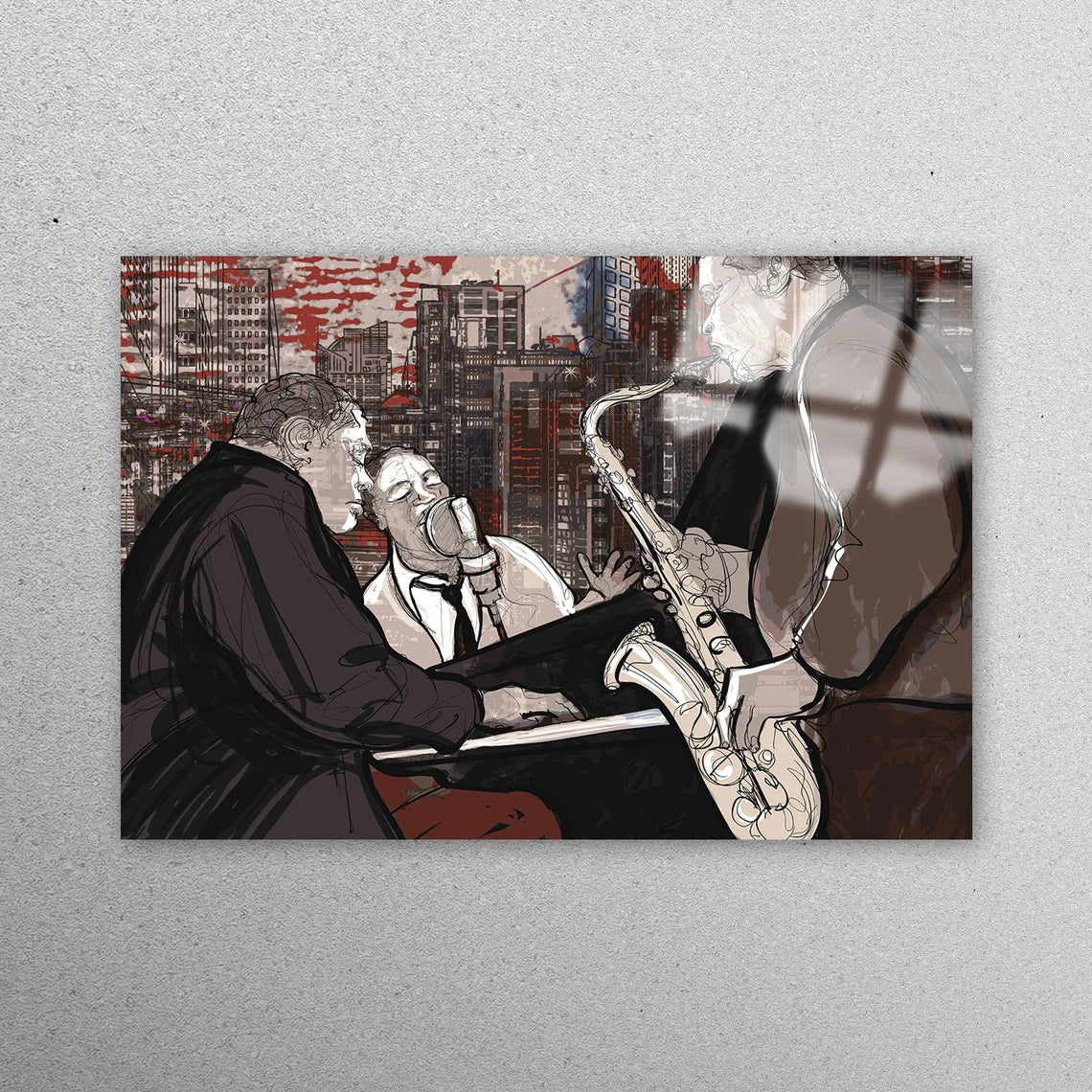 Jazz Musicians Painting Acrylic Glass Print Tempered Glass Wall Art 100% Made in Australia Ready to Hang