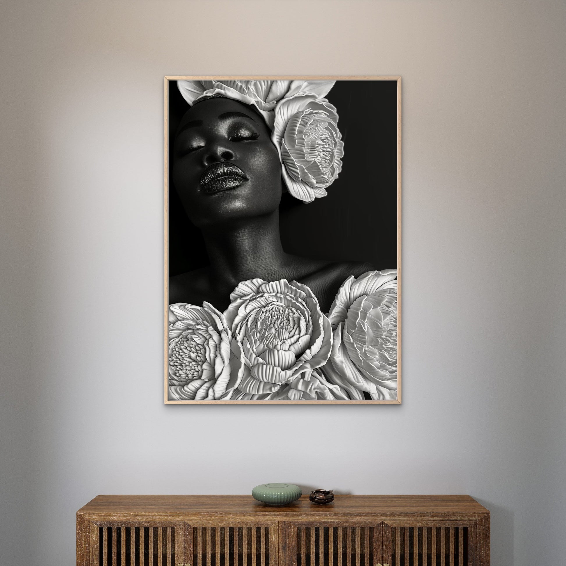 Floral Black and White Woman Face Fashion Home Decor Premium Quality Poster Print Choose Your Sizes - Bella Home Decor