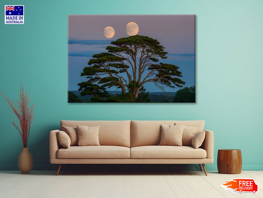 A Tree with the Moon in the Background Print 100% Australian Made