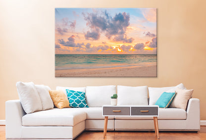Sunset Beach with Tropical Colors Wall Art Decor 100% Australian Made