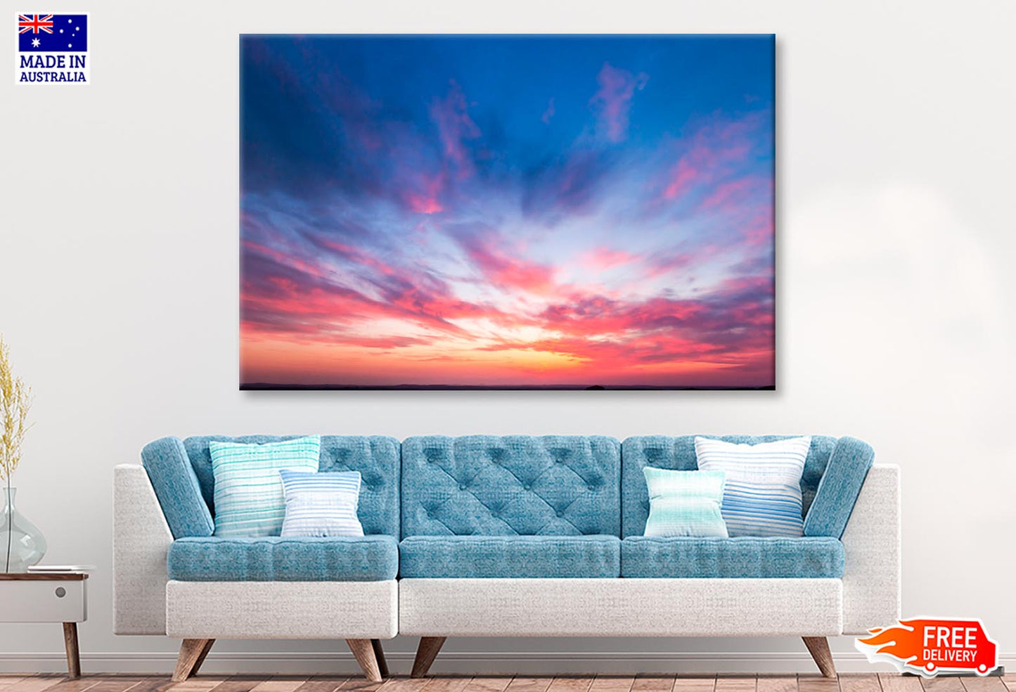 Red Sunset Clouds Sky View Wall Art Decor 100% Australian Made