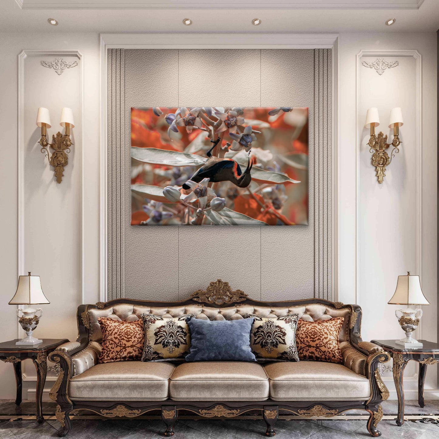 Sunbird Feeding Milkweed Flower Wall Art Decor 100% Australian Made