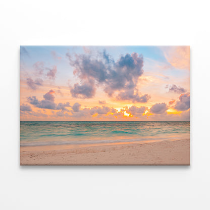 Sunset Beach with Tropical Colors Wall Art Decor 100% Australian Made