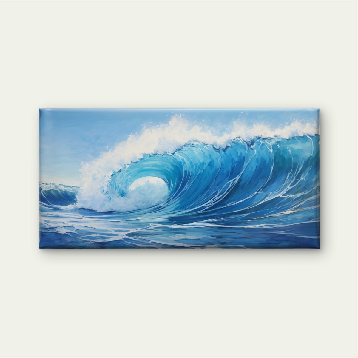 Blue Ocean Wave Painting Wall Art Canvas Office Home Room Framed 120x60cm