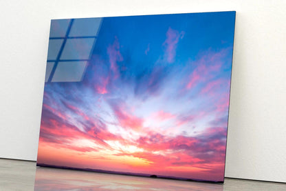 Red Sunset Clouds Sky View Acrylic Glass Print Tempered Glass Wall Art 100% Made in Australia Ready to Hang