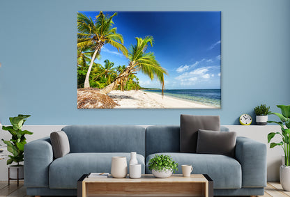 Palm Trees on Tropical Beach, DR  Wall Art Decor 100% Australian Made