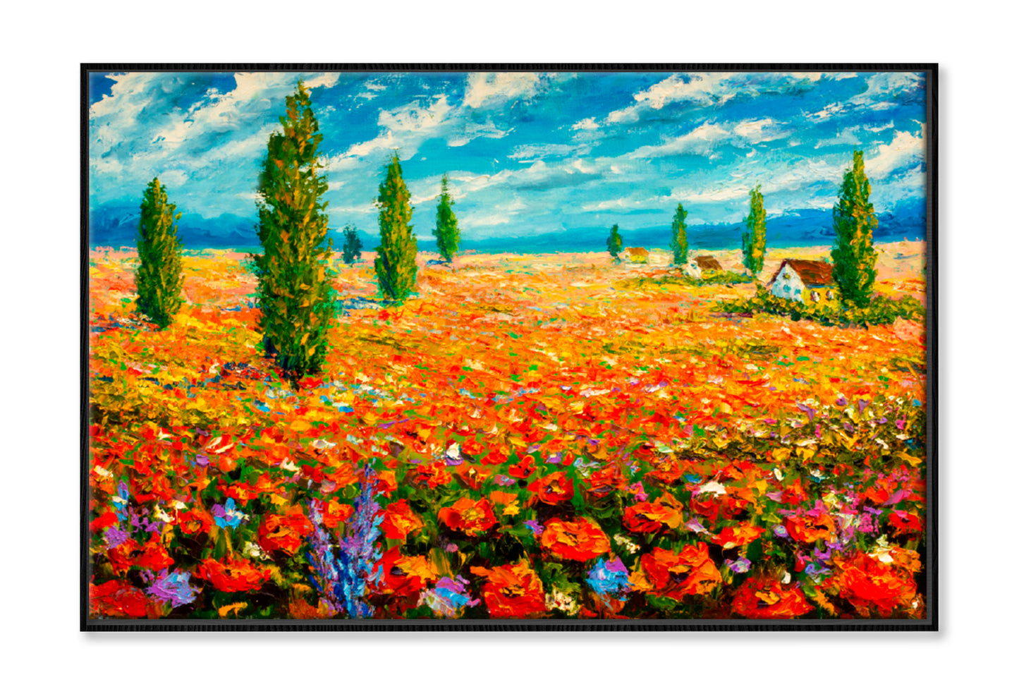 Flower Meadow Oil Painting Limited Edition High Quality Print Canvas Box Framed Black