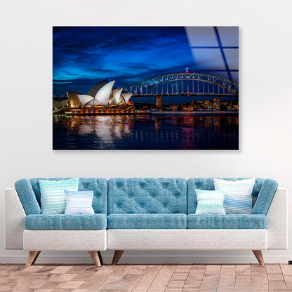 Sydney Opera House at Night Acrylic Glass Print Tempered Glass Wall Art 100% Made in Australia Ready to Hang