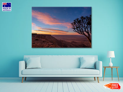 A Tree Standing On a Hill & Wonderful Sky in Namibia Print 100% Australian Made