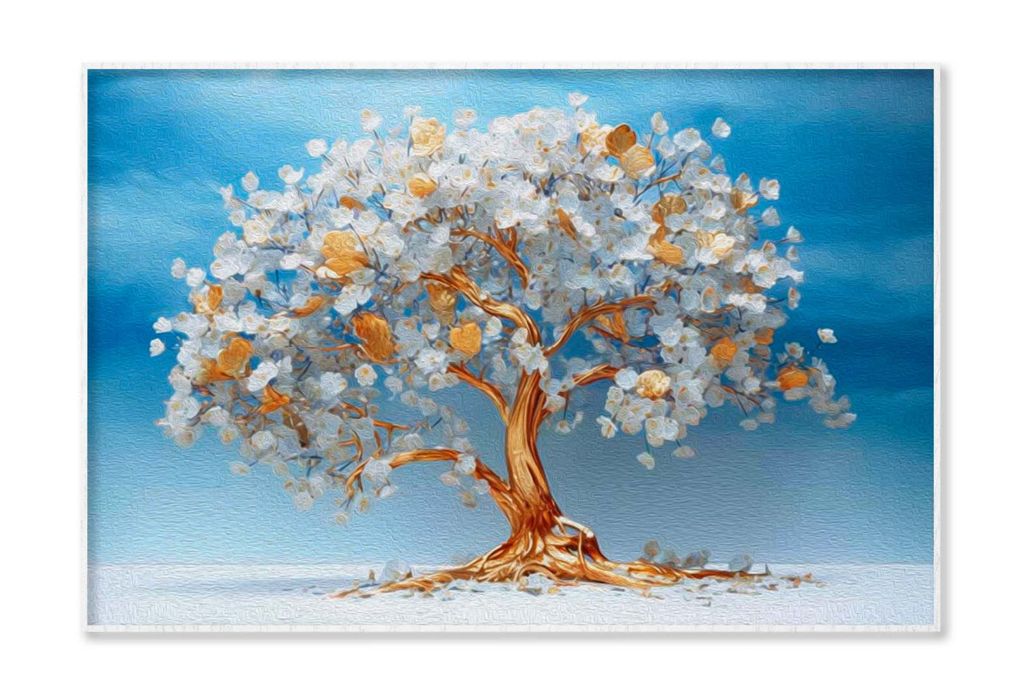 White Flower Tree Abstract Oil Painting Wall Art Limited Edition High Quality Print