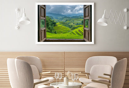 A Green Valley Seen Through a Window Home Decor Premium Quality Poster Print Choose Your Sizes