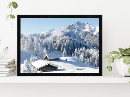 Winter wonderland in the Austria Glass Framed Wall Art, Ready to Hang Quality Print Without White Border Black