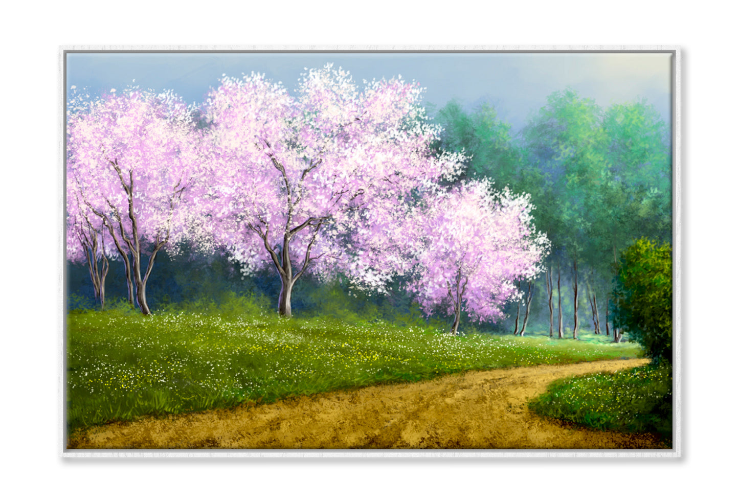 Forest, Tree In Spring Oil Painting Wall Art Limited Edition High Quality Print Canvas Box Framed White