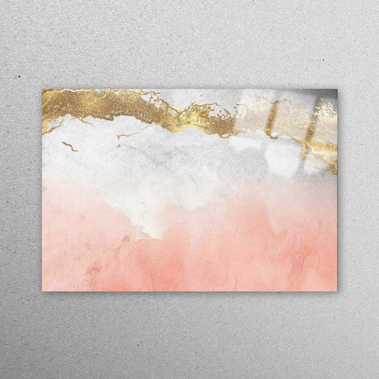 Pink And Gold Marble Acrylic Glass Print Tempered Glass Wall Art 100% Made in Australia Ready to Hang