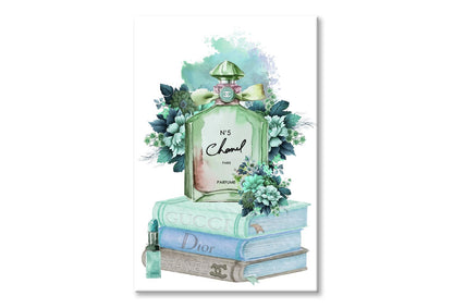 Green Blue Perfume Wall Art Limited Edition High Quality Print Stretched Canvas None