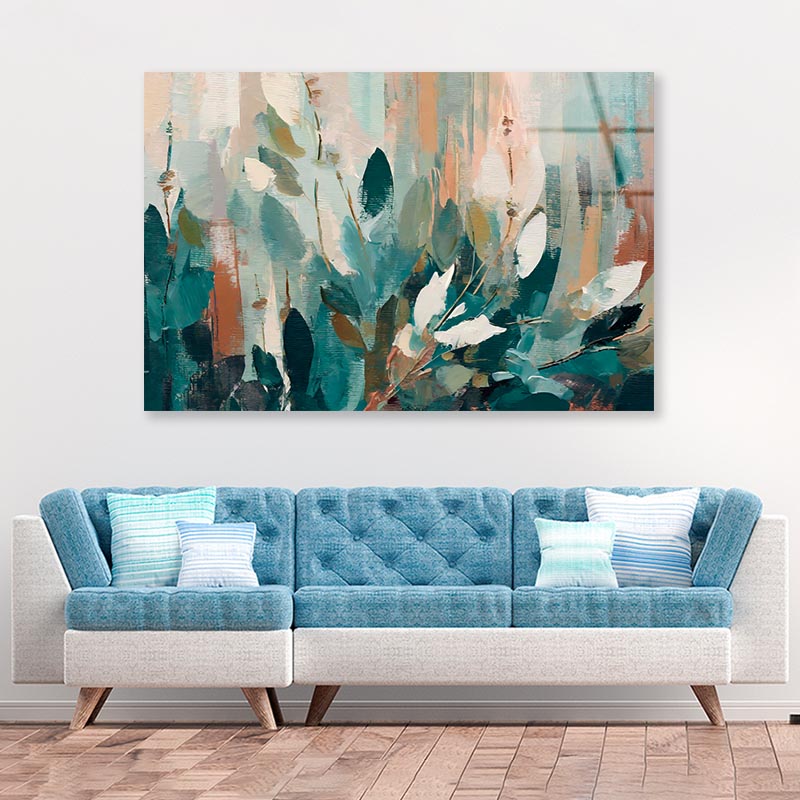 Abstract Leaves Oil Painting  Acrylic Glass Print Tempered Glass Wall Art 100% Made in Australia Ready to Hang