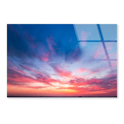 Red Sunset Clouds Sky View Acrylic Glass Print Tempered Glass Wall Art 100% Made in Australia Ready to Hang