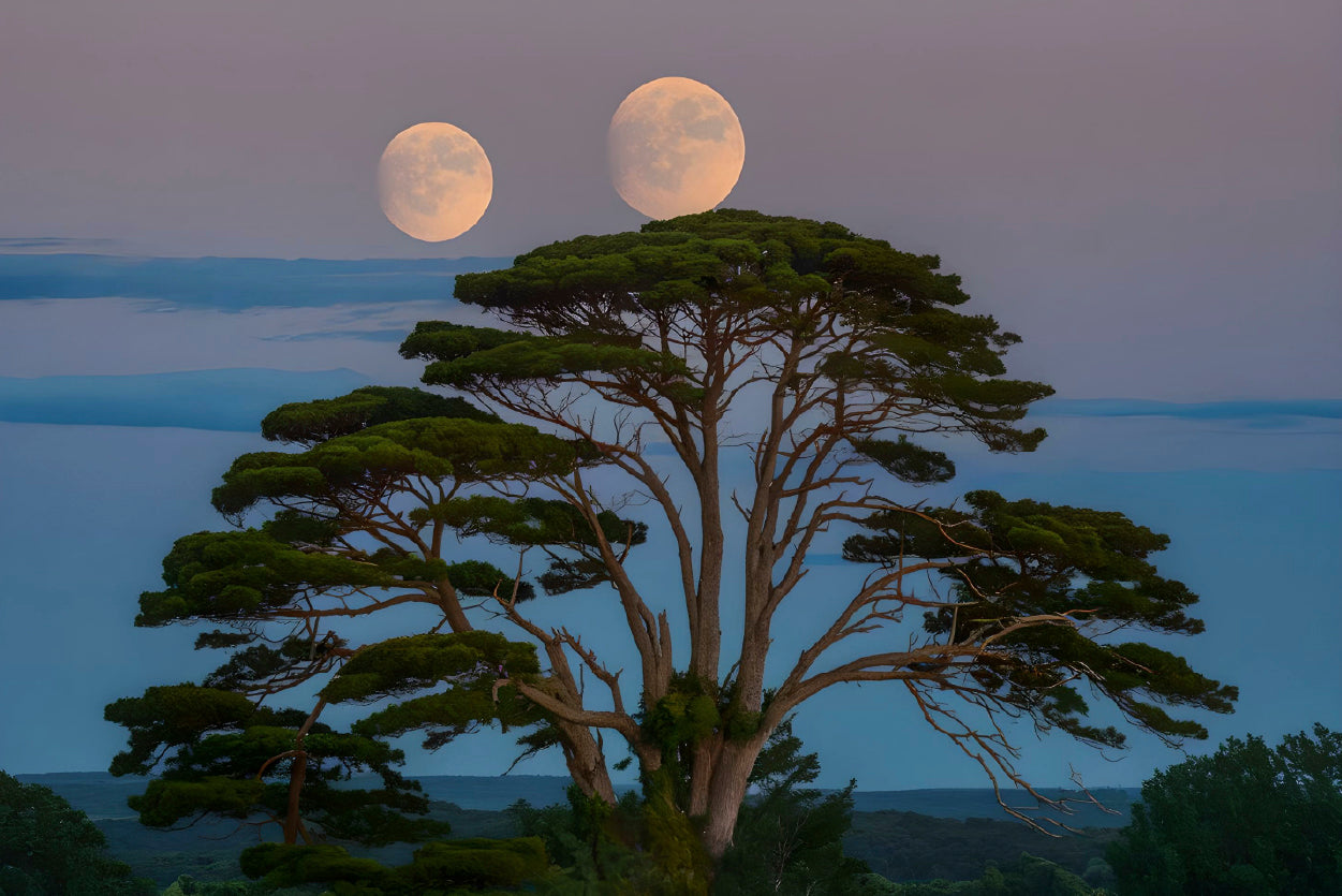 A Tree with the Moon in the Background Home Decor Premium Quality Poster Print Choose Your Sizes