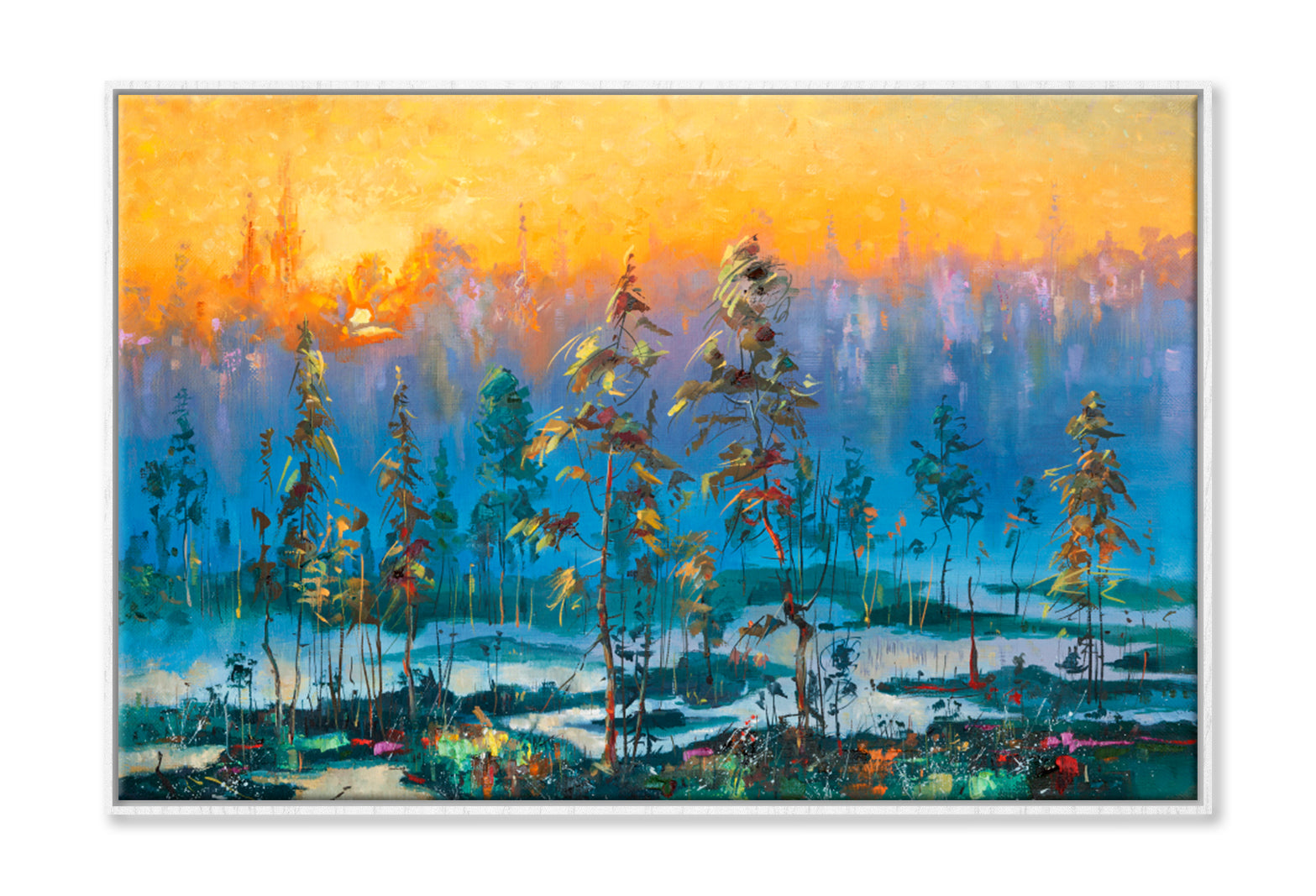 Dawn In The Tundra Oil Painting Wall Art Limited Edition High Quality Print Canvas Box Framed White