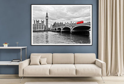 Red Bus on Westminster Bridge by The Houses of Parliament Home Decor Premium Quality Poster Print Choose Your Sizes