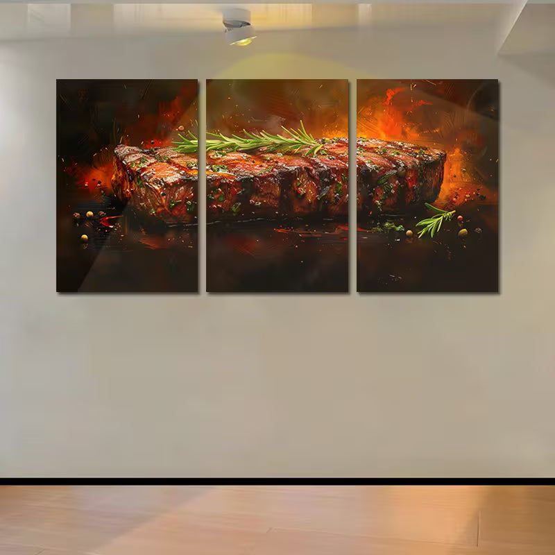 3pcs Delicious Steak Wall Art Set Canvas Framed 40x60cm - High Quality Print 100% Australian Made Wall Canvas Ready to Hang