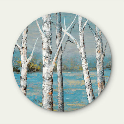Stunning White Trees Reflecting on Lake Acrylic Glass Rounded Print Tempered Glass Wall Art 100% Made in Australia Ready to Hang