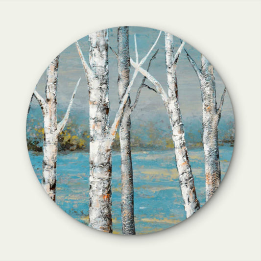 Stunning White Trees Reflecting on Lake Acrylic Glass Rounded Print Tempered Glass Wall Art 100% Made in Australia Ready to Hang