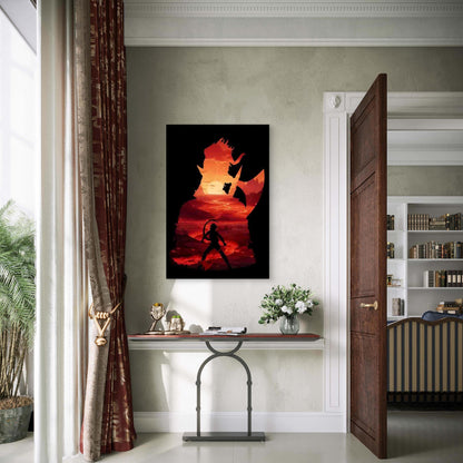 Warrior Battling a Monster Metal Print Ready to Hang