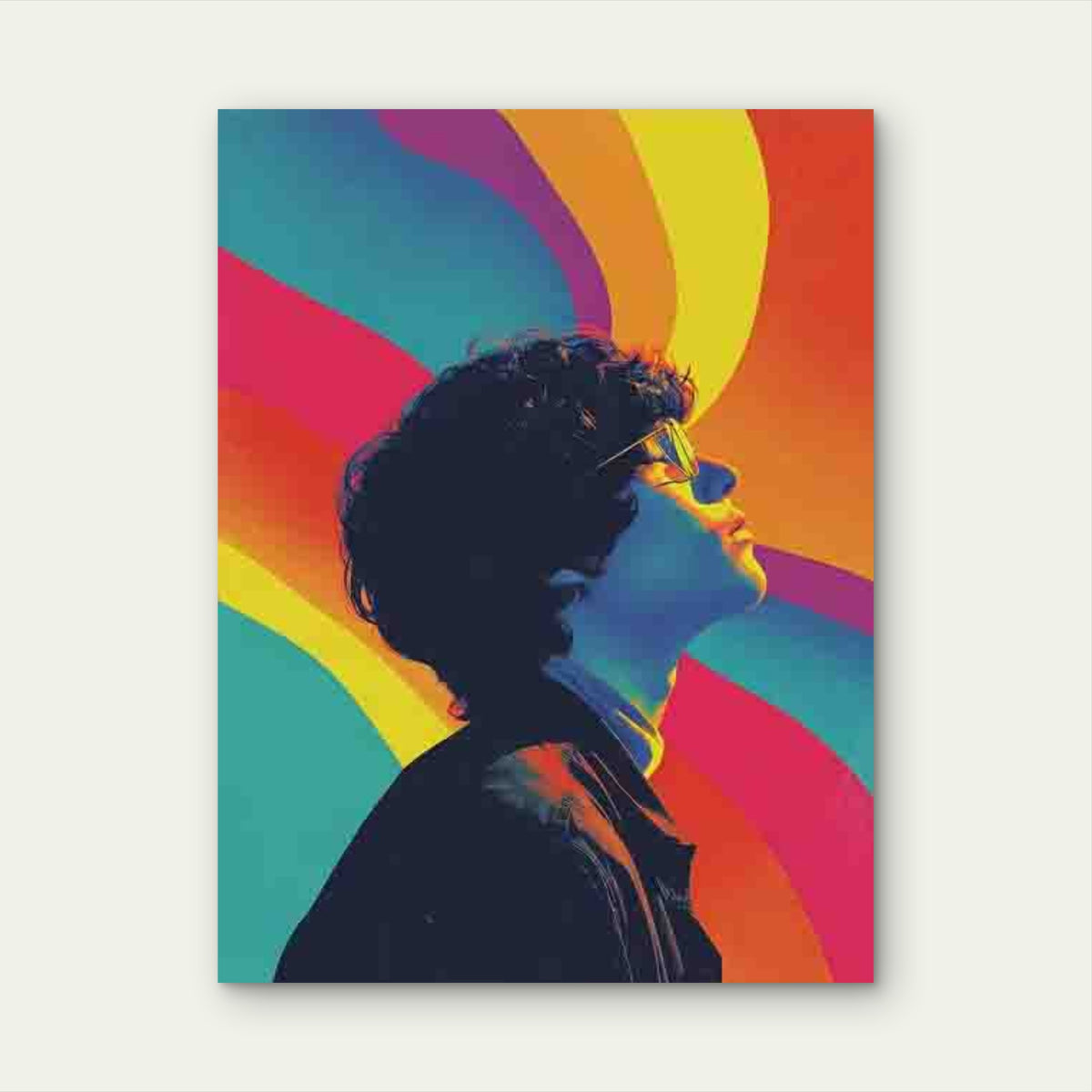 Retro Gradient Psychedelic 70S Style. Metal Print Ready to Hang