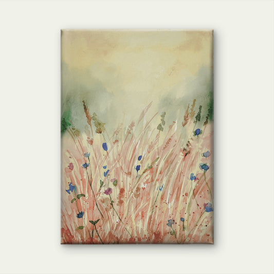 Golden Meadow, Hand painted watercolor nature art Neutral Vintage Wall Art Decor 100% Australian Made