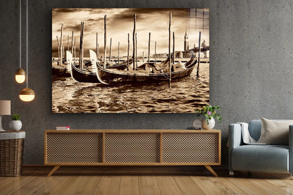 Boats on Sea Vintage UV Direct Aluminum Print Australian Made Quality