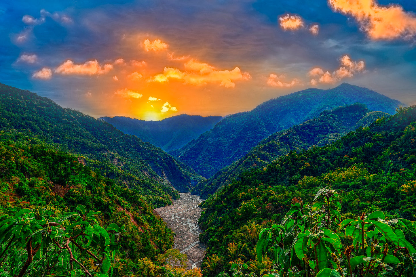 Rolling Mountain Sunrise Sky and Winding Valley Grass Home Decor Premium Quality Poster Print Choose Your Sizes