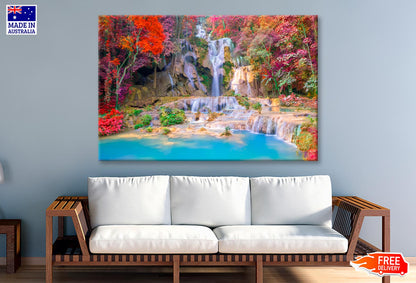 Waterfall In Rain Forest  Wall Art Decor 100% Australian Made