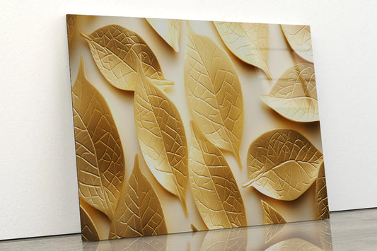 Close-Up of Golden Leaves Acrylic Glass Print Tempered Glass Wall Art 100% Made in Australia Ready to Hang