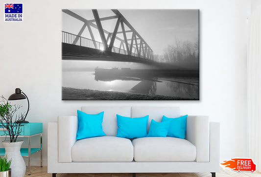 Bridge Over the Mittel land Canal in The Morning Fog Wall Art Decor 100% Australian Made