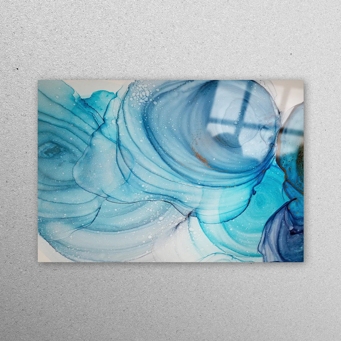 Blue Modern Abstract Acrylic Glass Print Tempered Glass Wall Art 100% Made in Australia Ready to Hang